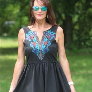 Evenly Aztec embroidered dress size M